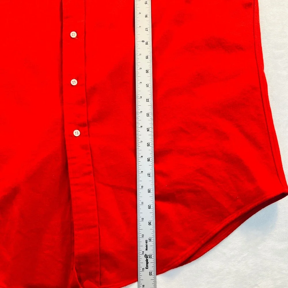 Ralph Lauren Mens Classic Fit Red Brushed Cotton Fleece Button Down Shirt Large